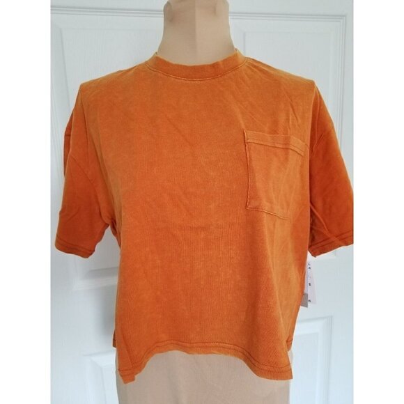 BP. Crop Washed Pocket T-Shirt Rust Amber Short Sleeve Crew Neck  Women's Sz XS - Picture 1 of 7